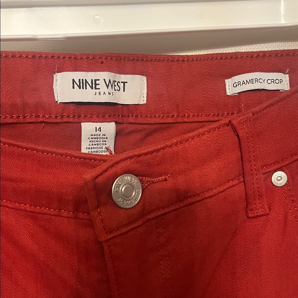 Nine West Red Gramercy Crop Jeans